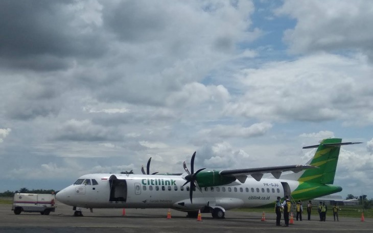Maskapai Citilink saat mendarat di Bandara Ngloram beberapa waktu lalu.