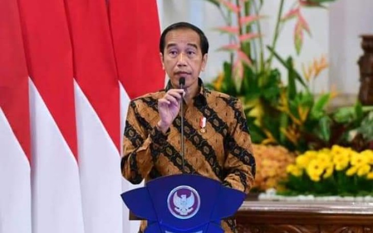 Presiden Joko Widodo saat memberikan arahan dalam rakornas pengawasan intern pemerintah tahun 2022 di istana negara Jakarta 