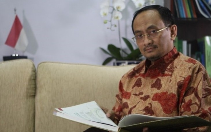Moh.Isom saat memberikan keterangan pers mengenai dana BOS Madrasah di Jakarta 