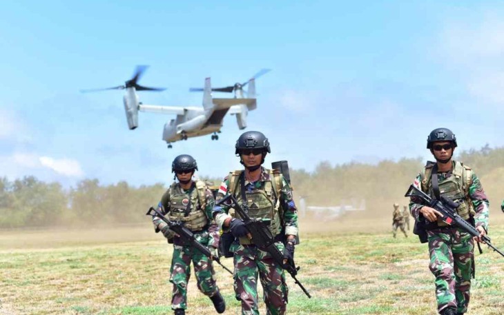 Marinir TNI AL saat latihan pertempuran di Hawaii