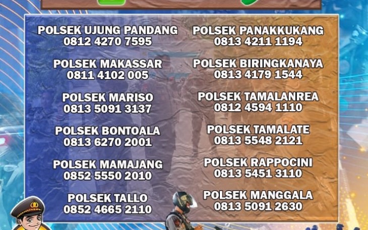 Hotline pelayanan 24 jam Polrestabes Makassar