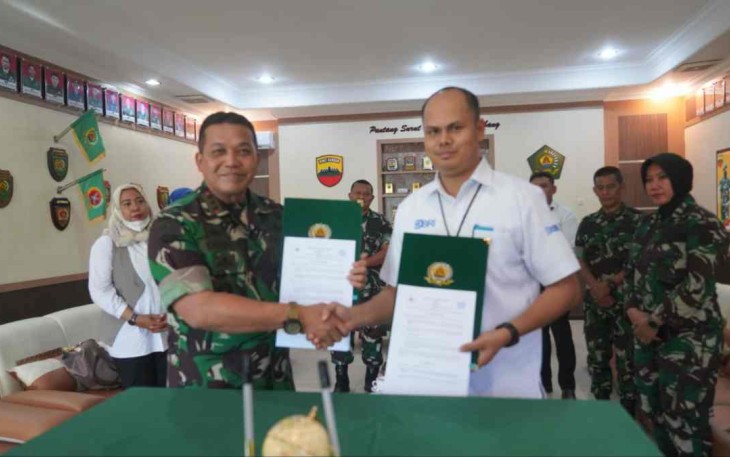 Danrem 023/KS Kol Inf Dodi Triwinarto saat penandatanganan kerjasama bersama BRI cab Sibolga