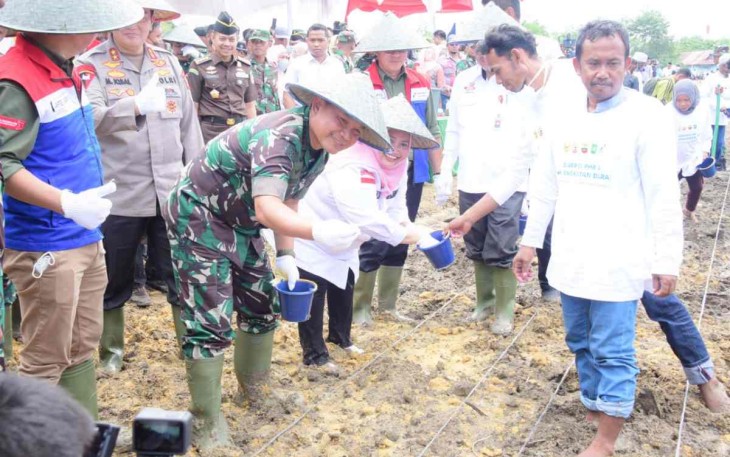 Kasad Jenderal TNI Dudung Abdurachman saat launching program ketahanan pangan di wilayah Kodim 0303/Bengkalis