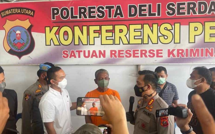 Kapolresta Deli Serdang saat memberikan keterangan pers, Selasa (20/9)
