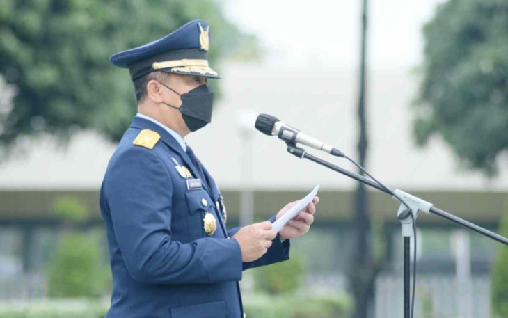 Ir Koopsud I Marsma TNI Dedy Ghazi Elsyaf saat membacakan amanat Panglima TNI. Rabu (5/10)