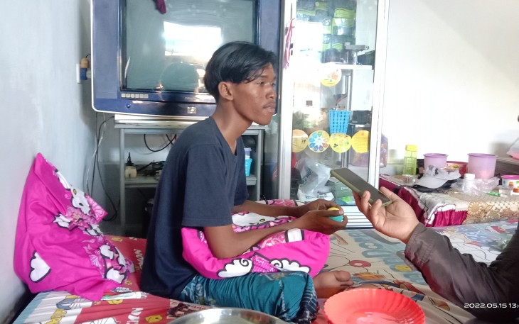 Aldy, korban Laka Laut, saat dimintai keterangan, Minggu (15/5/2022)