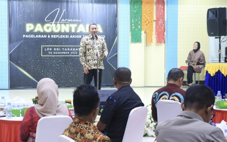 Danlanud Anang Busra Kolonel Pnb Bambang Sudewo saat memberikan sambutannya dalam acara Harmoni Paguntaka