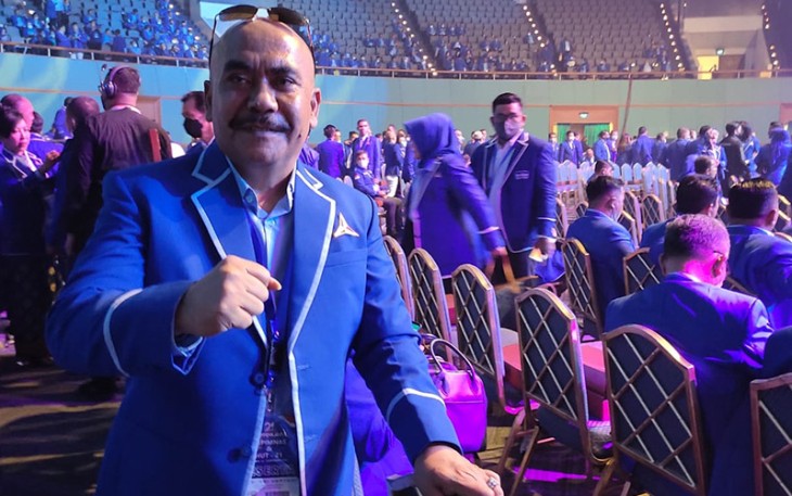 Ketua DPC Partai Demokrat Kabupaten Karanganyar, Tri Hariyadi, saat menghadiri Rapimnas Partai Demokrat di Jakarta Convention Center. (Foto : Istimewa)