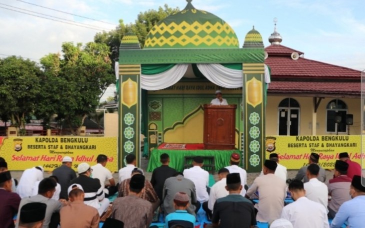 Saat Sholat Idul Adha di Sat Brimobda Polda Bengkulu