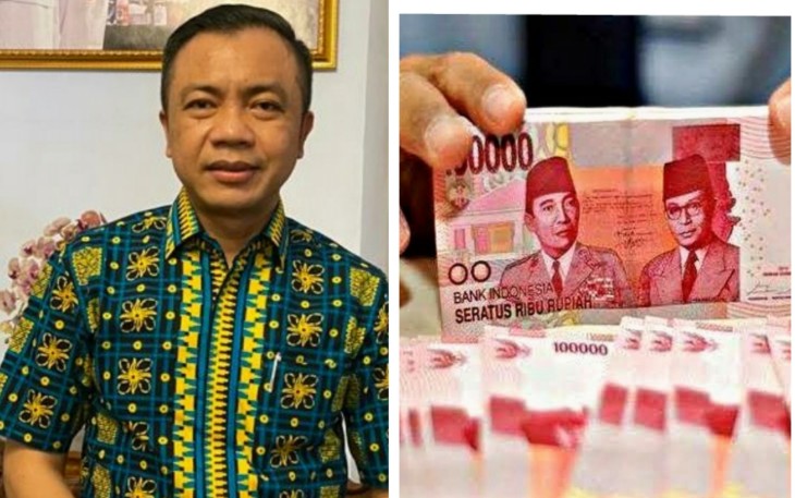Wakil Bupati Blitar Rahmat Santoso (kiri), Ilustrasi Uang Kertas Pecahan Seratus Ribu. (foto : Ist)