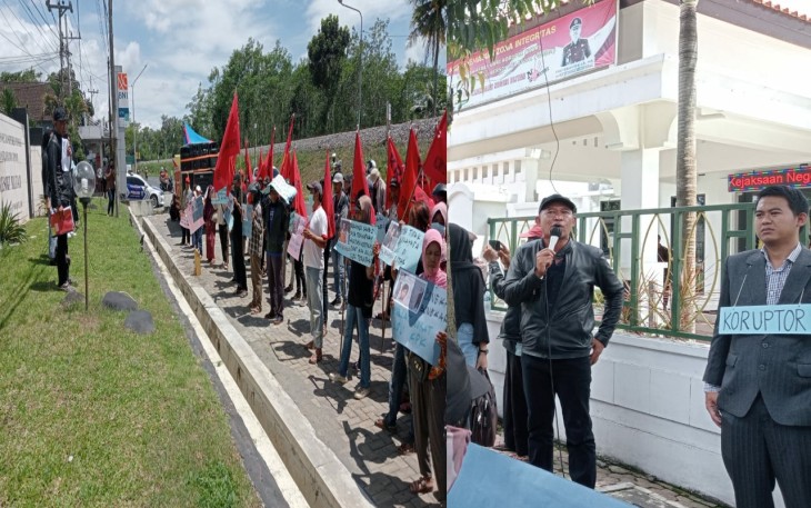 KRPK Ketika Aksi di Kejari Blitar dan Polres Blitar (foto : Faisal NR / Klikwarta.com)