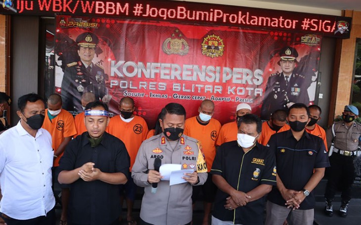 Kapolres Blitar Kota, AKBP Argowiyono S.H S.I.K M.Si, saat konferensi pers, Jumat (26/8/2022).