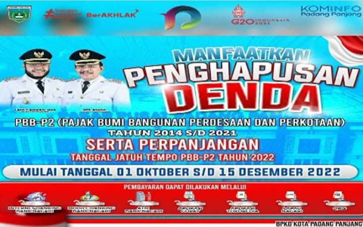 Pemko Padang Panjang mengulirkan program penghapusan sanksi administrasi Pajak Bumi Bangunan Pedesaan dan Perkotaan.