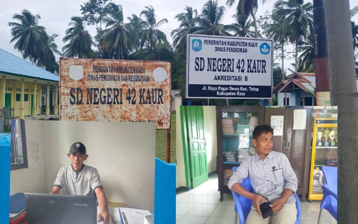 Kabid Aset Diknas Kaur, Yulianto (kiri) dan Kepsek SD 42 Kaur, Tarmizi, S.Pd, M.Pd.