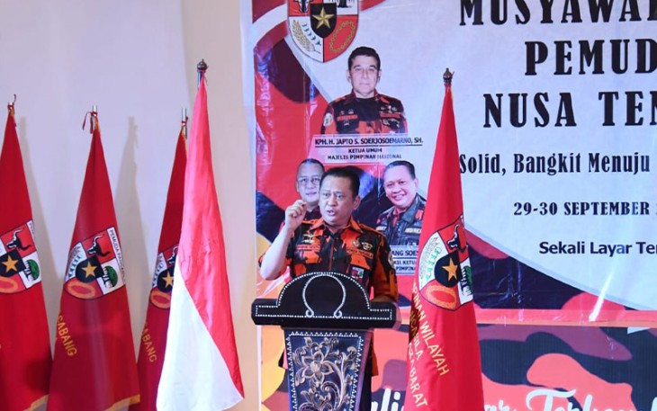 Bamsoet saat Buka Muswil Pemuda Pancasila NTB