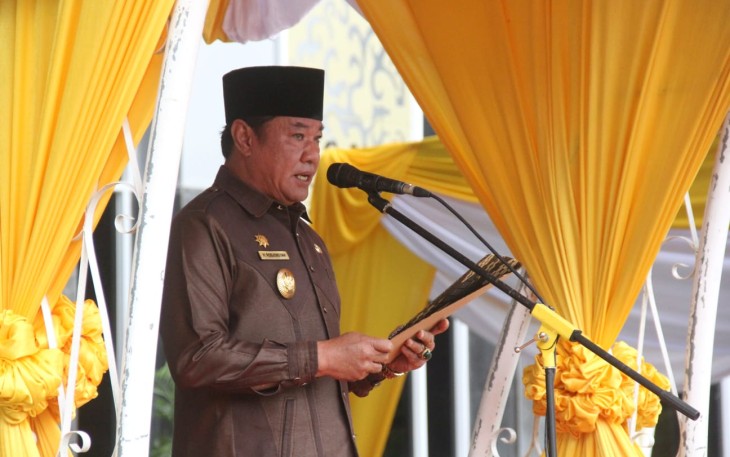 Wakil Gubernur Bengkulu Rosjonsyah saat Upacara Peringatan Hari Sumpah Pemuda ke - 94 Tahun 2022 di halaman Kantor Gubernur Bengkulu pada Jumat (28/10/2022).