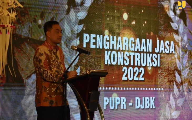Direktur Jenderal Bina Konstruksi Yudha Mediawan dalam ajang Penghargaan Jasa Konstruksi Tahun 2022 di Nusa Dua, Bali, Senin (19/12/2022).