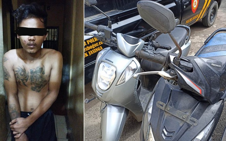 Tersangka dan barang bukti saat diamankan