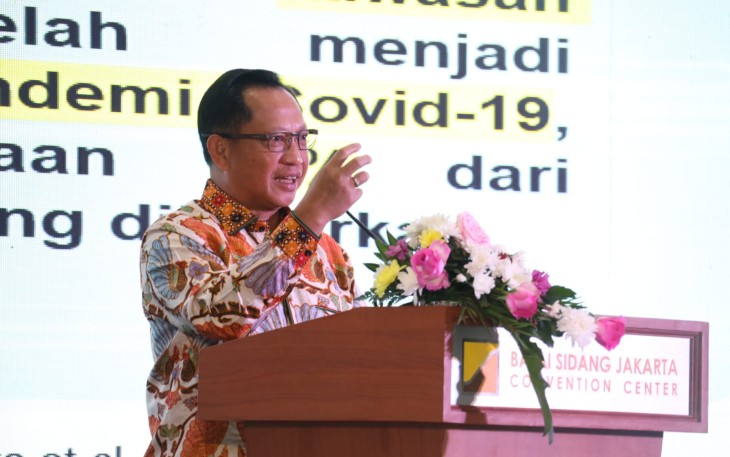 Mendagri Muhammad Tito Karnavian saat membuka acara Integrated Technology Event (ITE) 2022 di Hall A Jakarta Convention Center (JCC), Jakarta, Rabu (5/10/2022).