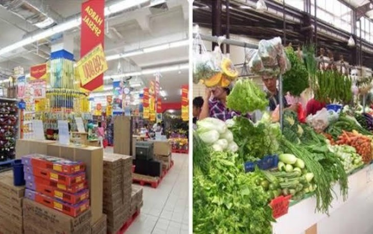 ilustrasi pasar tradisional dan pasar modern sumber : nusabali.com