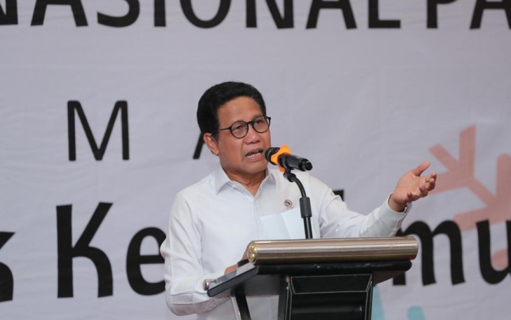 Menteri Desa Pembangunan Daerah Tertinggal dan Transmigrasi Abdul Halim dalam Rapat Pimpinan Nasional Perhimpunan Anak Transmigran Indonesia (PATRI) di Jakarta, Senin (11/12/2023) 