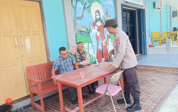 Polsek Jajaran Polres Bengkulu Selatan saat Laksanakan Pam Ibadah Minggu Aman