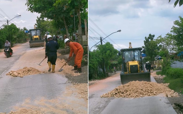 Jalan Peting-Sumber yang dikerjakan PT Petrowell dari program TJSP Pertamina EP Cepu Field Zona 11 yang sudah mencapai 99 %.