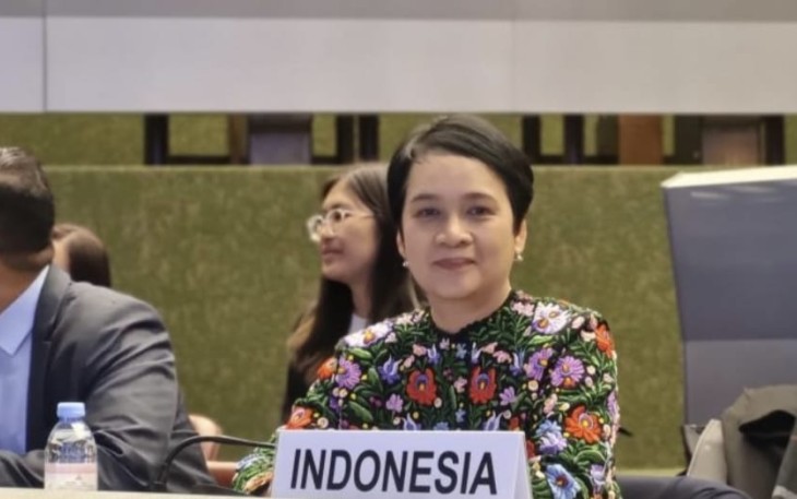 Sekretaris Jenderal Kementerian Komunikasi dan Informatika Mira Tayyiba dalam High Level Dialogue UNCTAD  E-Commerce Week 2023 ‘Shaping the Future of Digital Economy’ di Jenewa Swiss, Kamis (07/12/2023) waktu setempat.