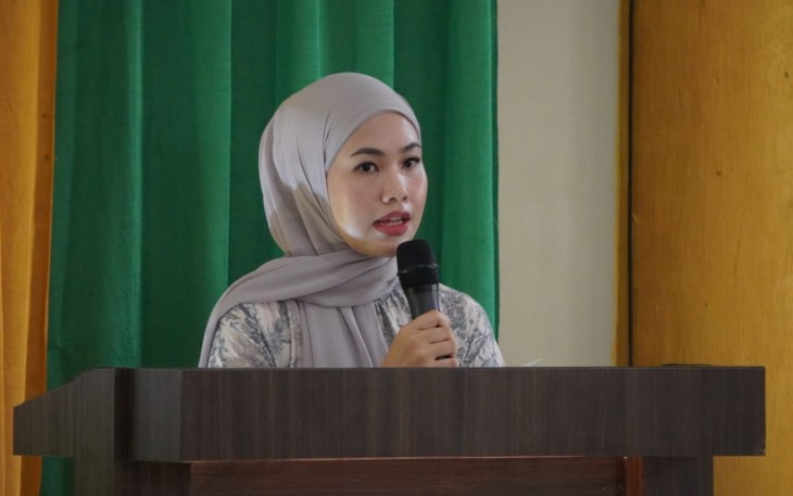 Hafizha saat kegiatan, Jum'at (25/08) di Masjid Baitus Syakur Tembeling Tanjung.