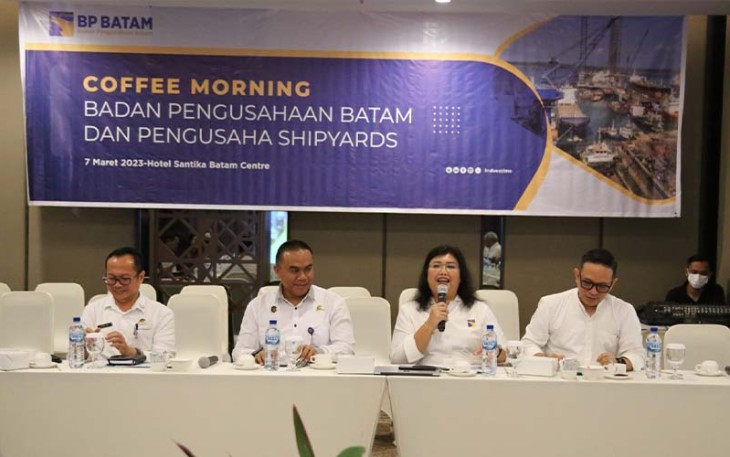 BP Batam saat menggelar dialog interaktif yang dikemas dalam acara Coffee Morning bersama Pengusaha Shipyards di Hotel Santika, Batam Center pada Selasa (7/3/2023).