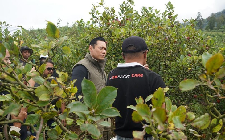 Petani Apel Tulungrejo saat Curhat ke AHY Soal Pupuk Mahal