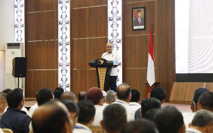 Wakil Kepala BP Batam Purwiyanto saat sambutan