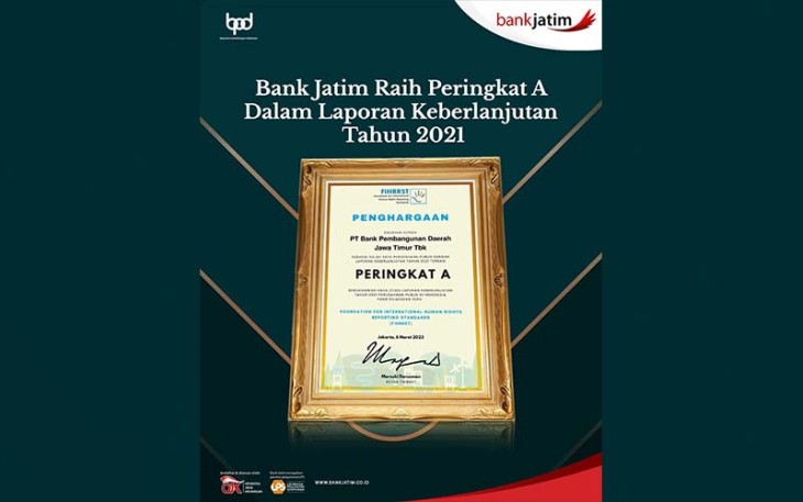 Penghargaan Peringkat A dalam Laporan Keberlanjutan tahun 2021.