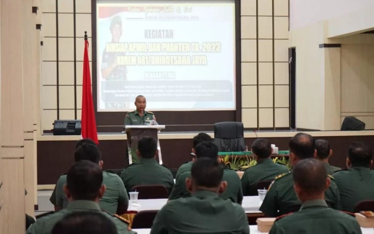 Kegiatan Binsiap Apwil dan Puanter triwulan II Korem 081/DSJ