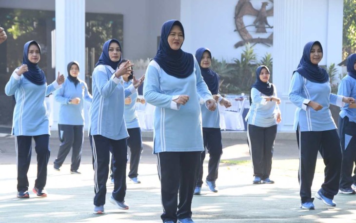 Olahraga bersama di Koharmatau Bandung, Jum'at (14/7)