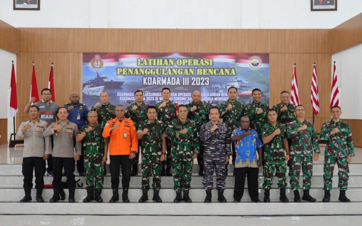 Latihan Penanggulangan Bencana di Koarmada III Sorong, Kamis (31/8)