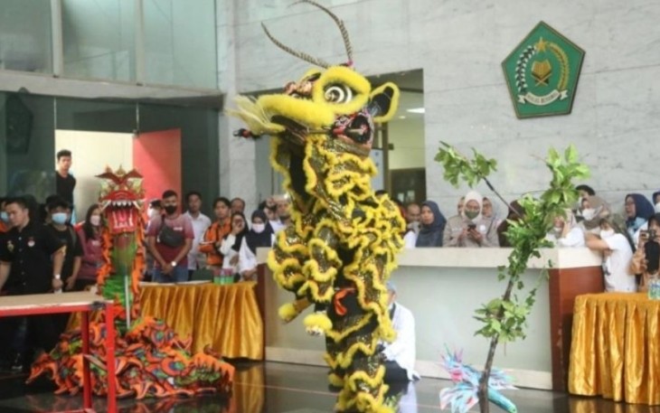 Lomba Barongsai di Kemenag, Senin (2/1/2023)