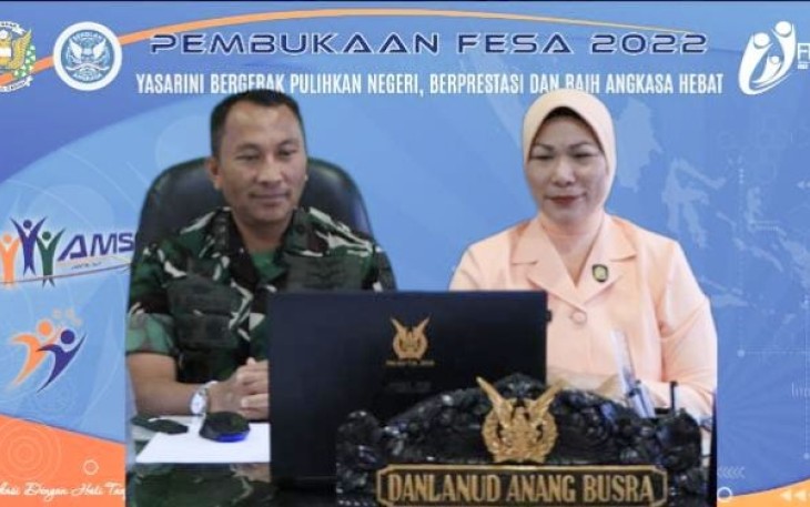 Danlanud Anang Busra Kolonel Pnb Bambang Sudewo saatengikuti pembukaan FESA secara virtual, Selasa (10/1)