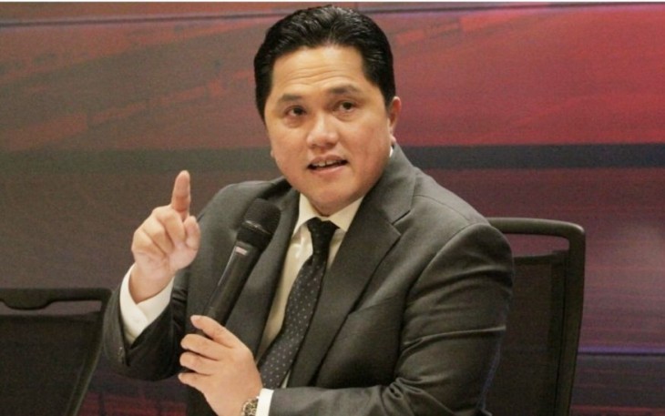 Ketum PSSI Erick Thohir saat memberikan keterangan pers di stadion GBK Senayan Jakarta, Rabu (24/5)