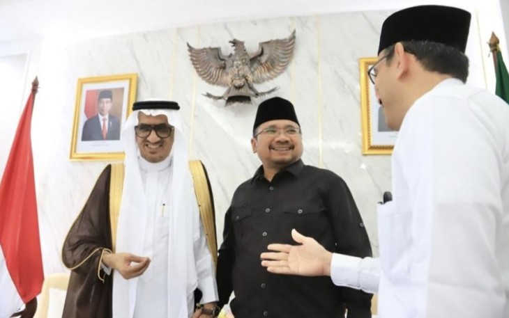 Menag Yaqut menerima kedatangan Dubes Saudi di Kantor Kemenag Jakarta, Senin (10/7/2023)