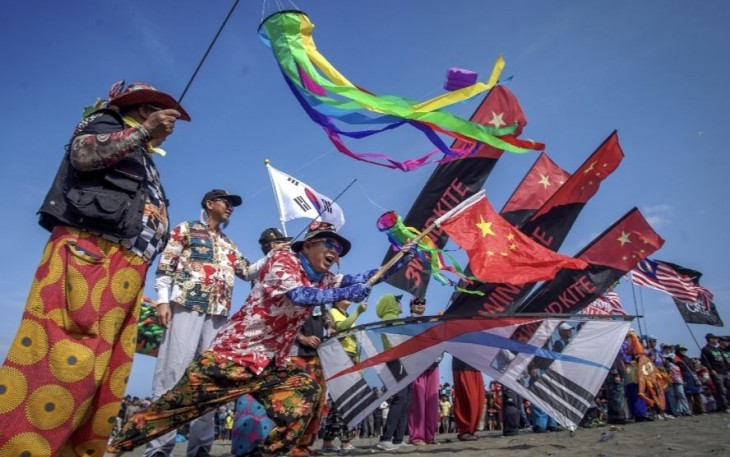 Festival Layang-layang Internasional di Pantai Parangkusumo, Bantul Yogyakarta, Minggu (16/7)
