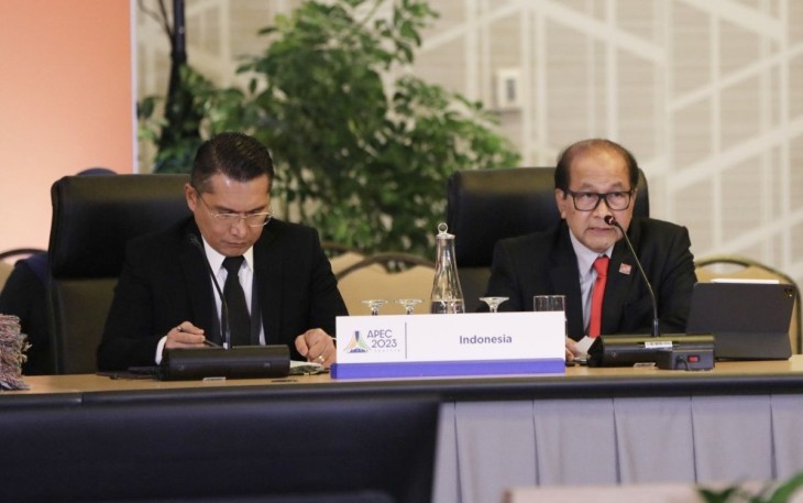 SeskemenkopUKM Arif Rahman dalam forum 29th APEC SME Ministeral Meeting di Jakarta, Jum'at (25/8)
