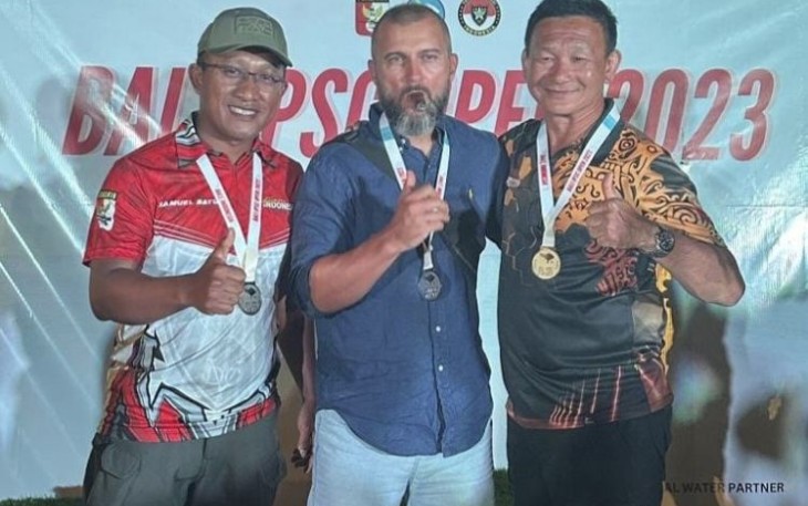 Kapten Arh Bayu Sekti Wichaksono saat menjuarai Kejuaraan Tembak Internasional Bali Open 2023, Pecatu, Bali, Minggu (27/8)