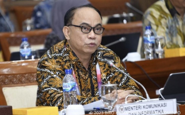 Menkominfo Budi Arie Setiadi saat rapat kerja bersama Komisi I DPR RI di Jakarta, Senin (4/9)