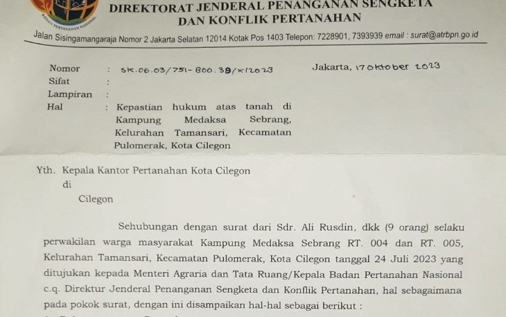 Atensi Surat Menteri ATR/BPN