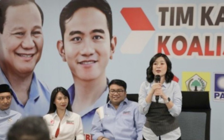 Wakil Ketua TKN Prabowo-Gibran, Grace Natalie di acara Townhall Muda CUAN (Cipta Untuk Aksi Nyata) yang diselenggarakan TKN Golf Muda di Rumah Besar Relawan Prabowo 08, Jakarta, Kamis (21/12)
