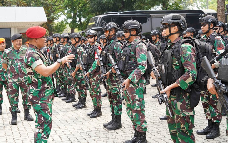 Koopssus TNI saat menggelar Apel Kesiapan, bertempat di Halaman Makoopssus TNI, Cilangkap, Jakarta Timur, Jumat (3/11/2023).