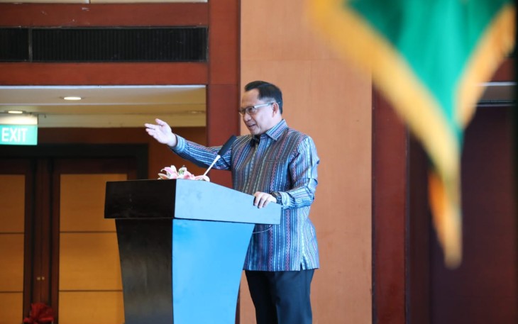 Mendagri pada acara Serah Terima Jabatan Ketua Umum Asosiasi Pemerintah Provinsi Seluruh Indonesia (APPSI) Masa Jabatan 2023-2024 di Hotel Borobudur, Jakarta, Senin (2/10/2023).