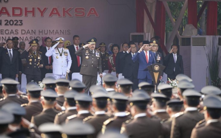 Panglima TNI Laksamana Yudo Margono saat Hadiri Upacara Hari Bhakti Adhyaksa ke-63