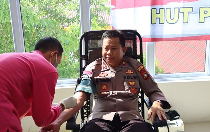 Polres Bintan saat Lakukan Bakti Sosial Kumpulkan 180 Kantong Darah